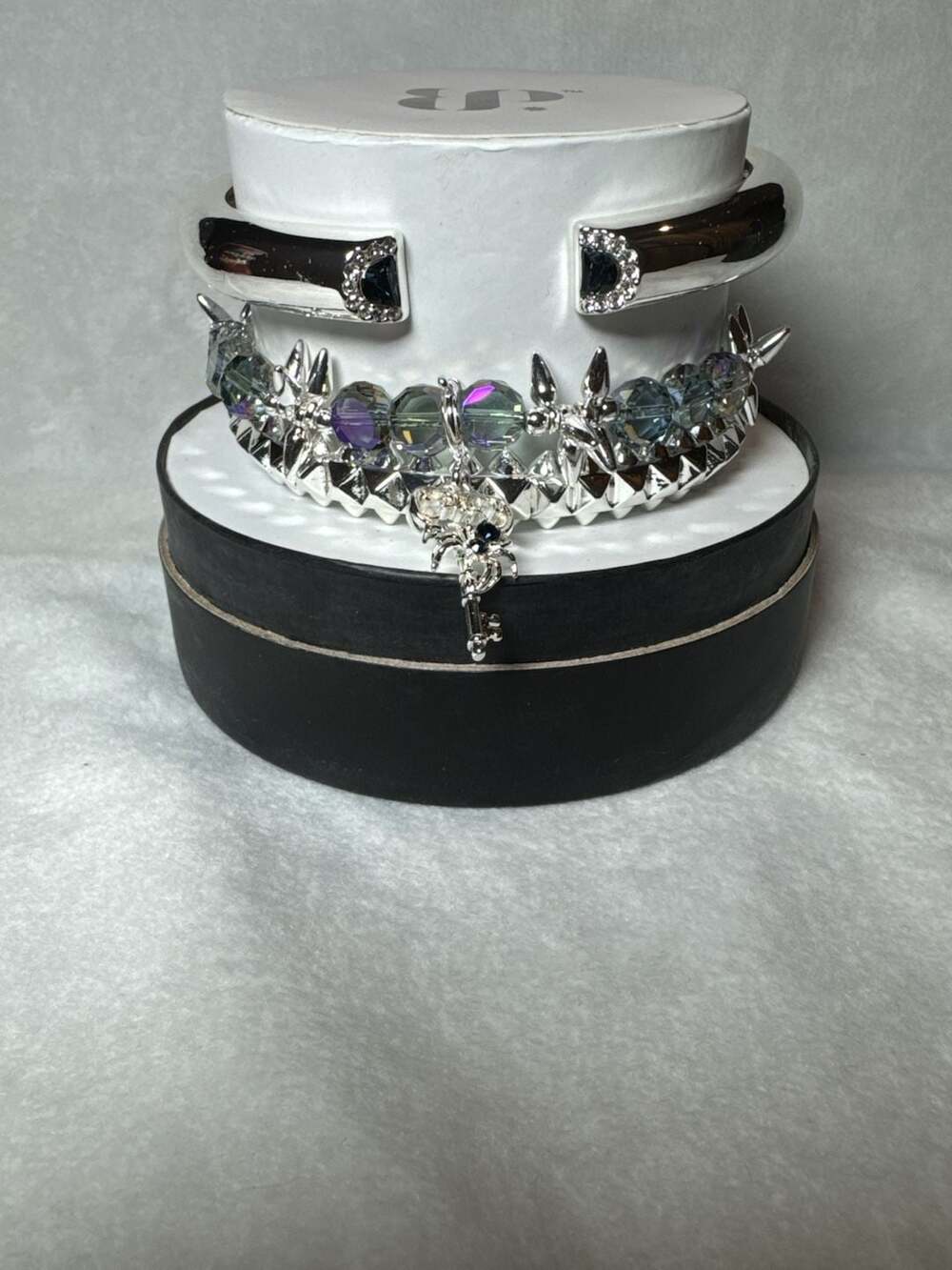 Bomb Party Fashion Bracelet Stack with Key Charm and Beaded Details